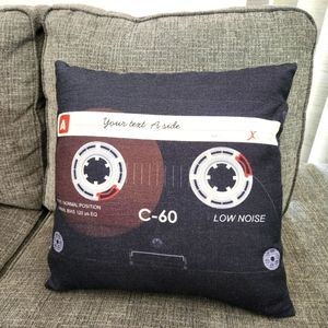 CASSETTE TAPE BLACK - SQUARE - THROW PILLOW